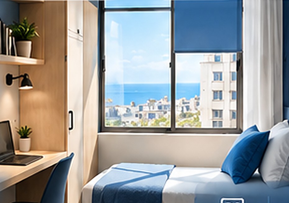 NOOK room with a desk, laptop and a sea view